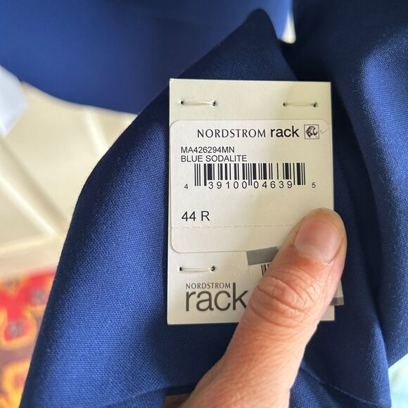 Mens 44 R Suit Jacket Sports Coat Blazer Office Work Wedding Groomsman Blue L - Picture 3 of 7